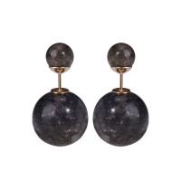 Onyx Marble Round Stone Double Sided Earrings